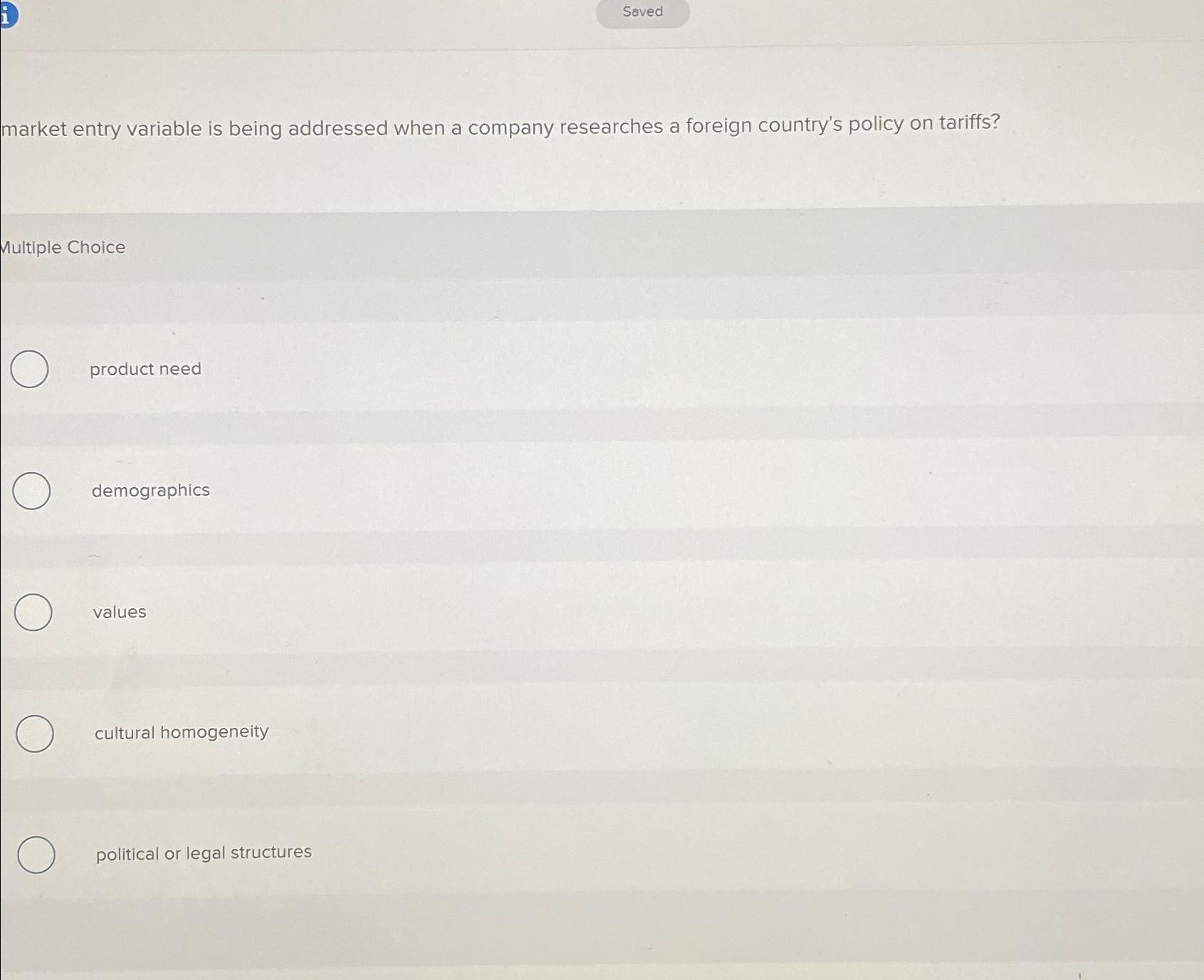 Saved market entry variable is being addressed