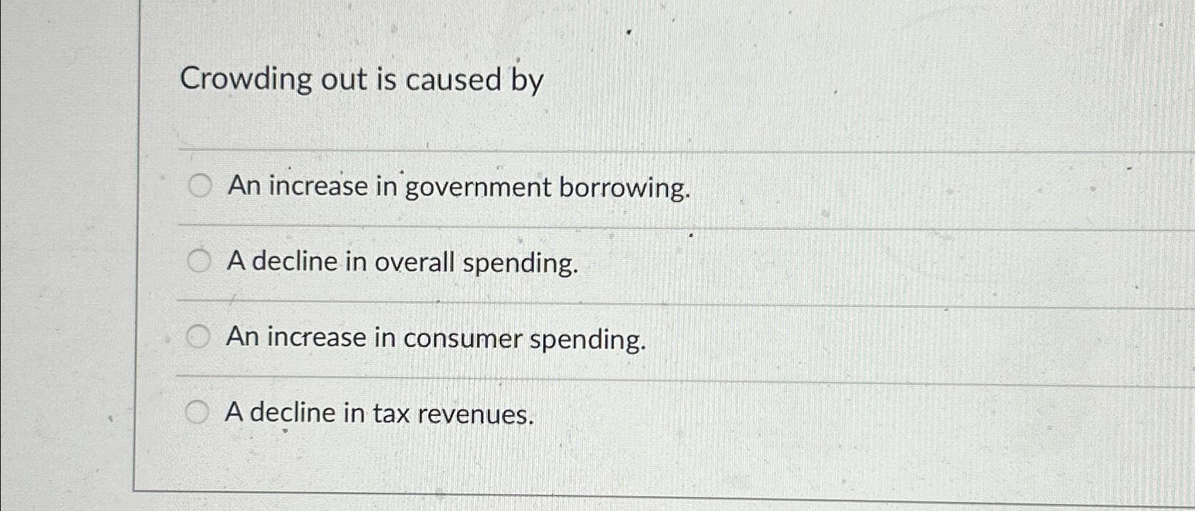 Crowding out is caused by An increase in