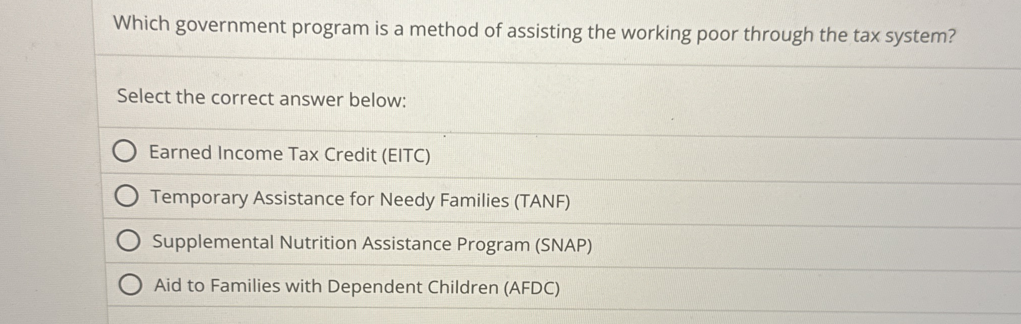 Which government program is a method of assisting