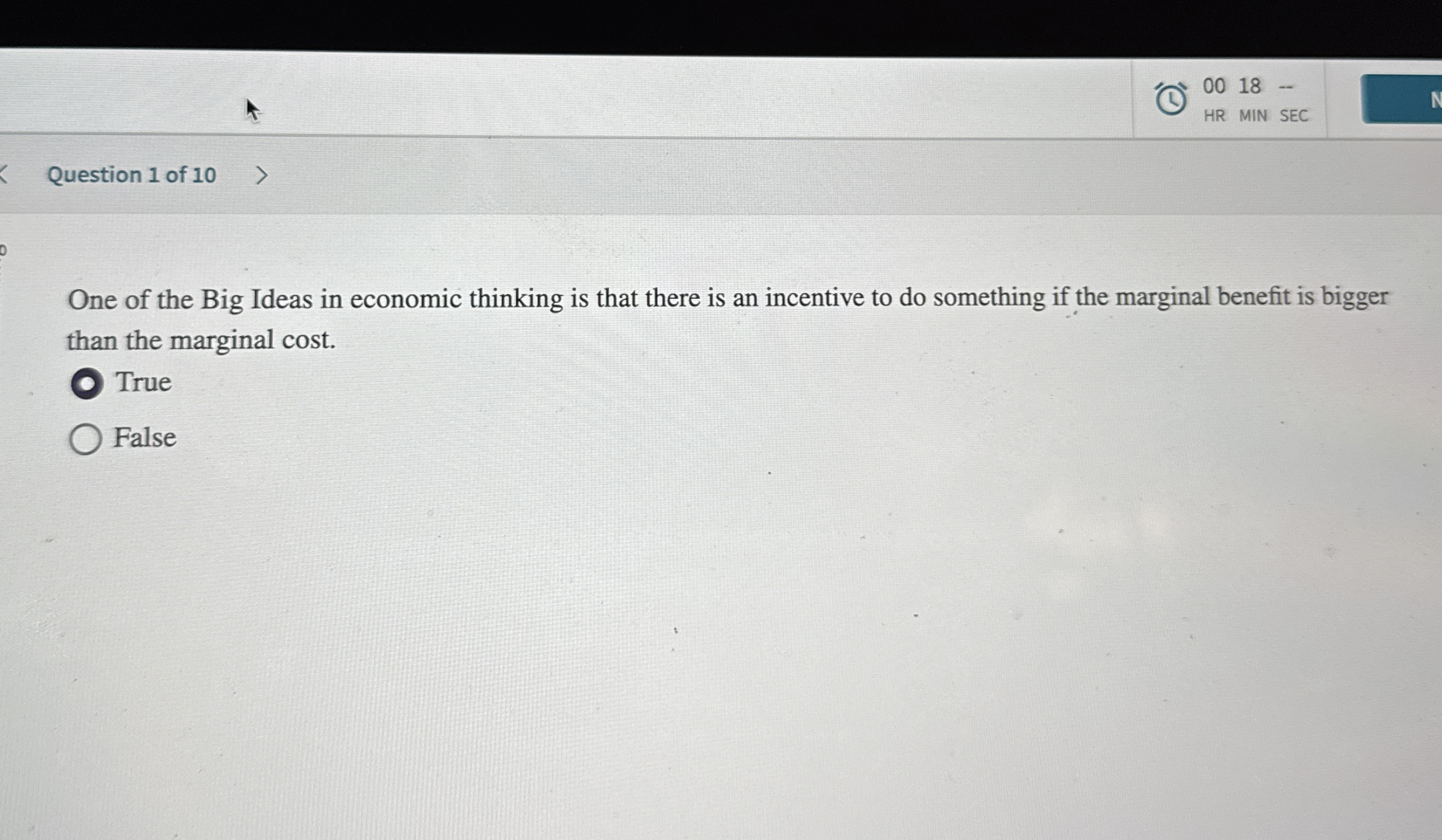 0 0 1 8 - - HR MIN SEC Question 1 of 1 0 One of