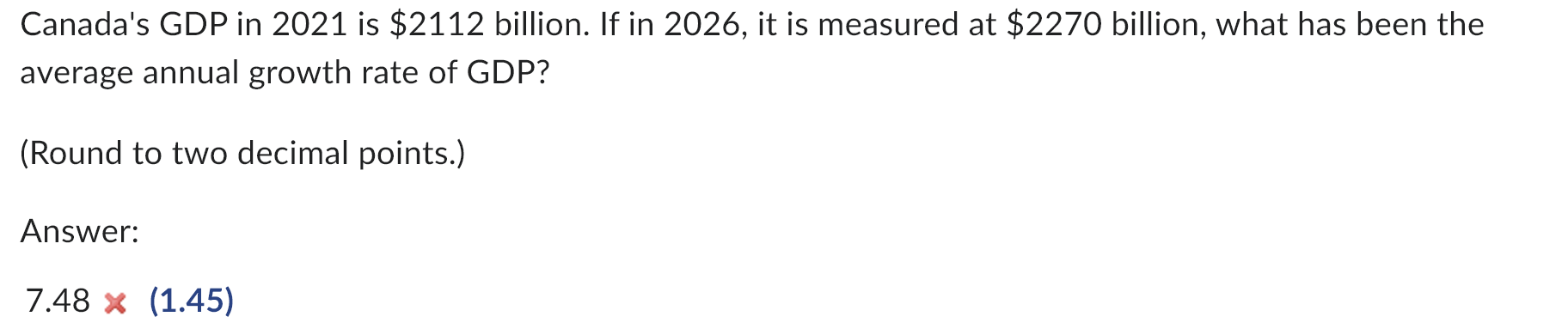 Canada's GDP in 2 0 2 1 is $ 2 1 1 2 billion. If