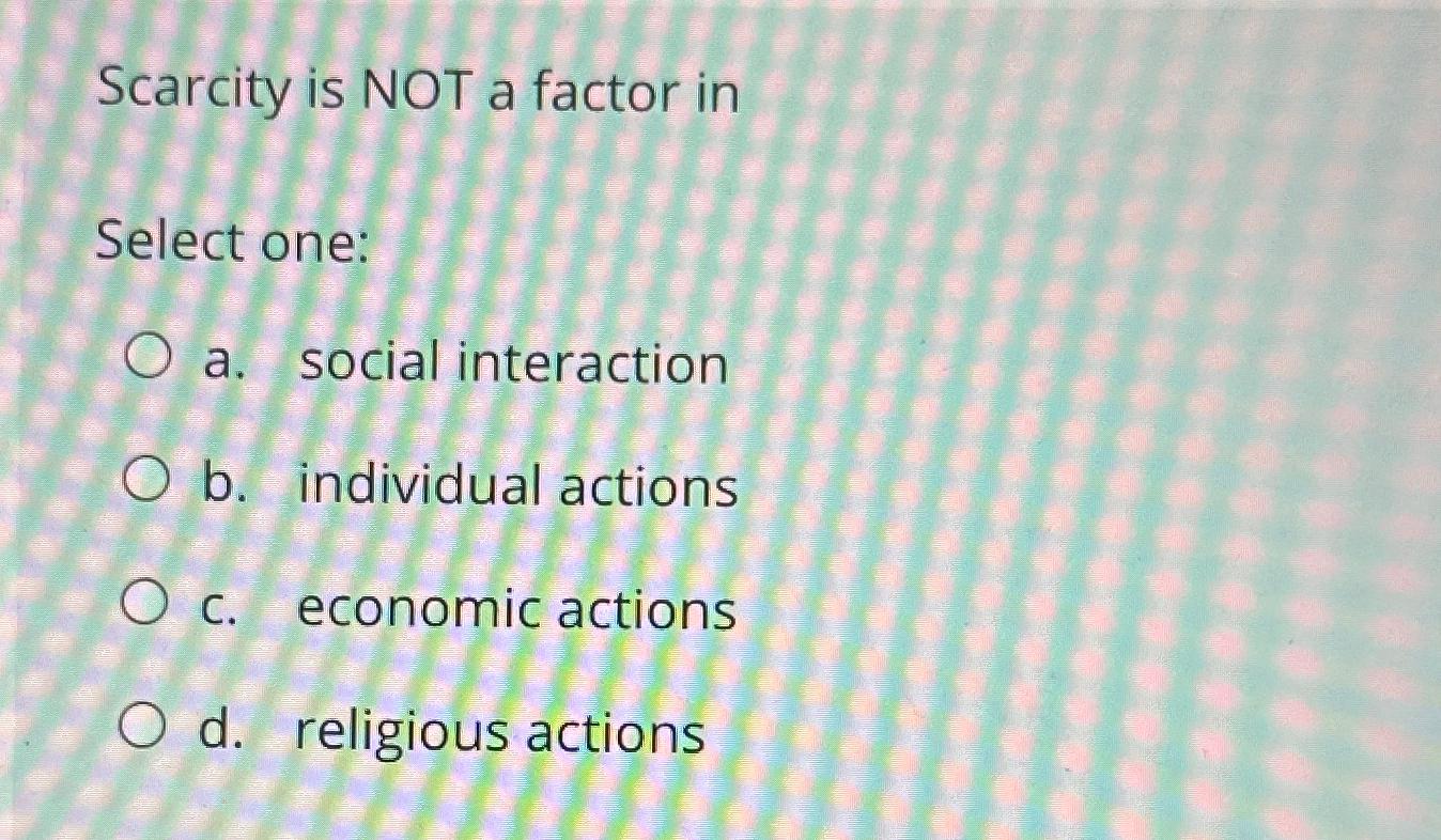 Scarcity is NOT a factor in Select one: a .