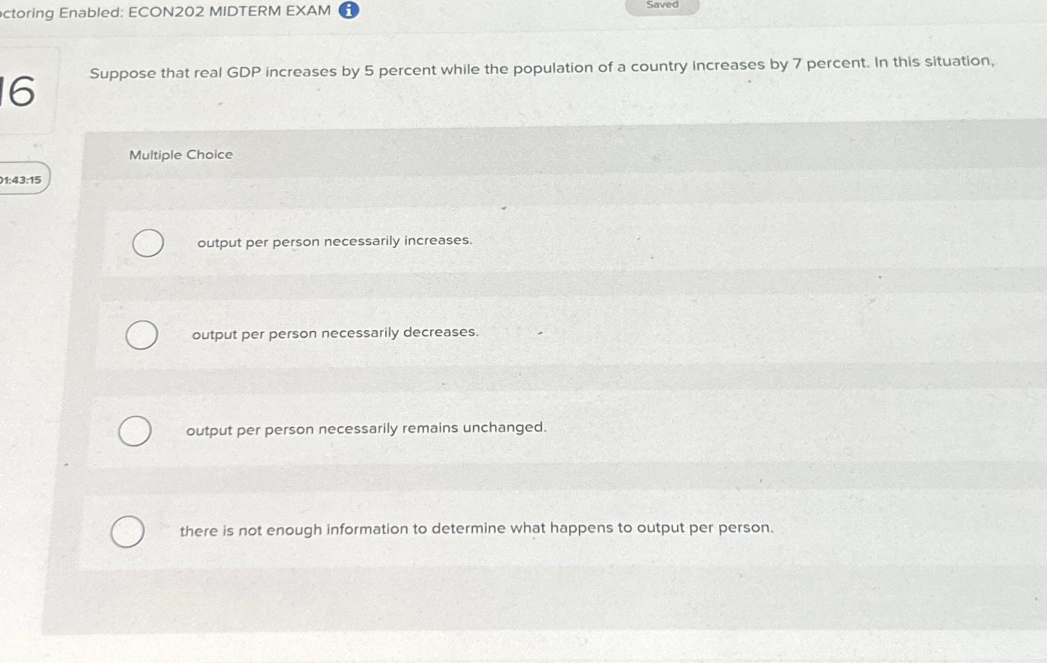ctoring Enabled: ECON 2 O 2 MIDTERM EXAM ( i )