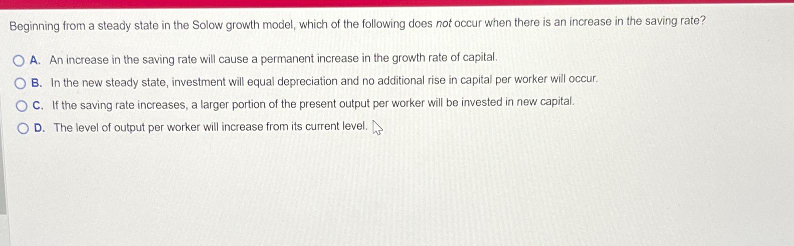 Beginning from a steady state in the Solow growth