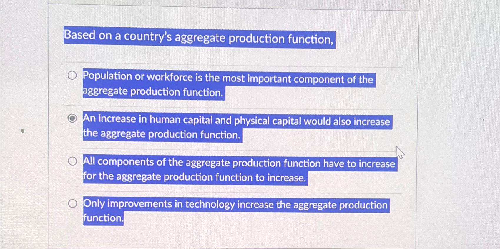 Based on a country's aggregate production