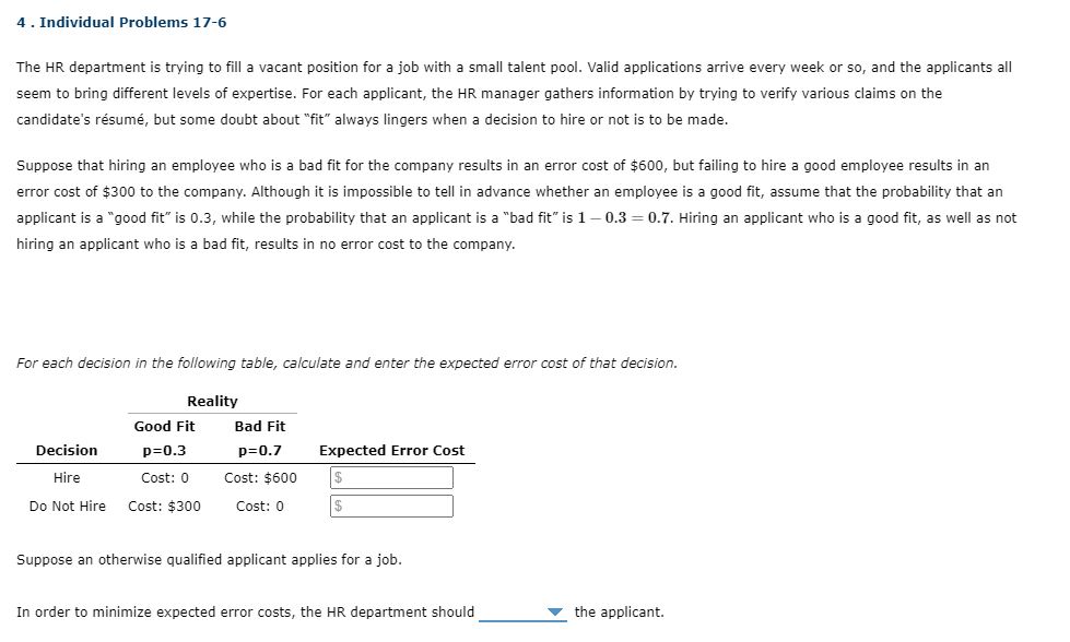 4 . Individual Problems 1 7 - 6 The HR department