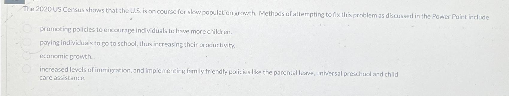 The 2 0 2 0 US Census shows that the U . S . is