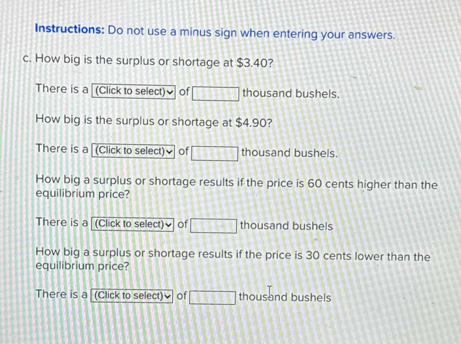 Instructions: Do not use a minus sign when