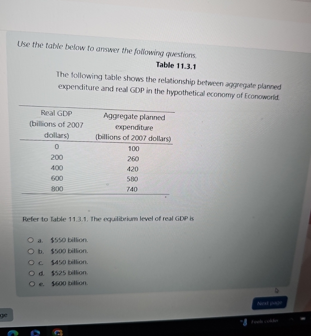 Use the table below to answer the following