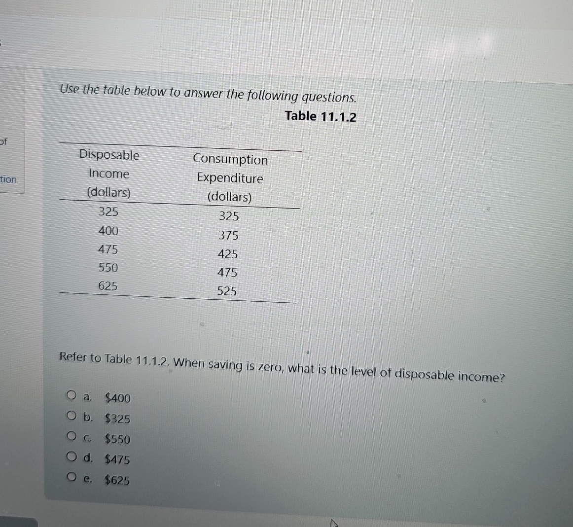Use the table below to answer the following