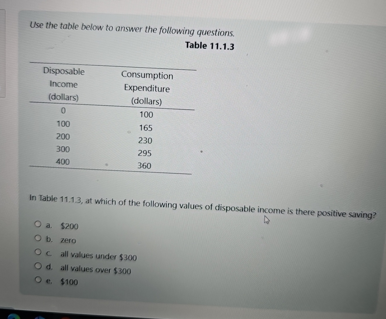Use the table below to answer the following