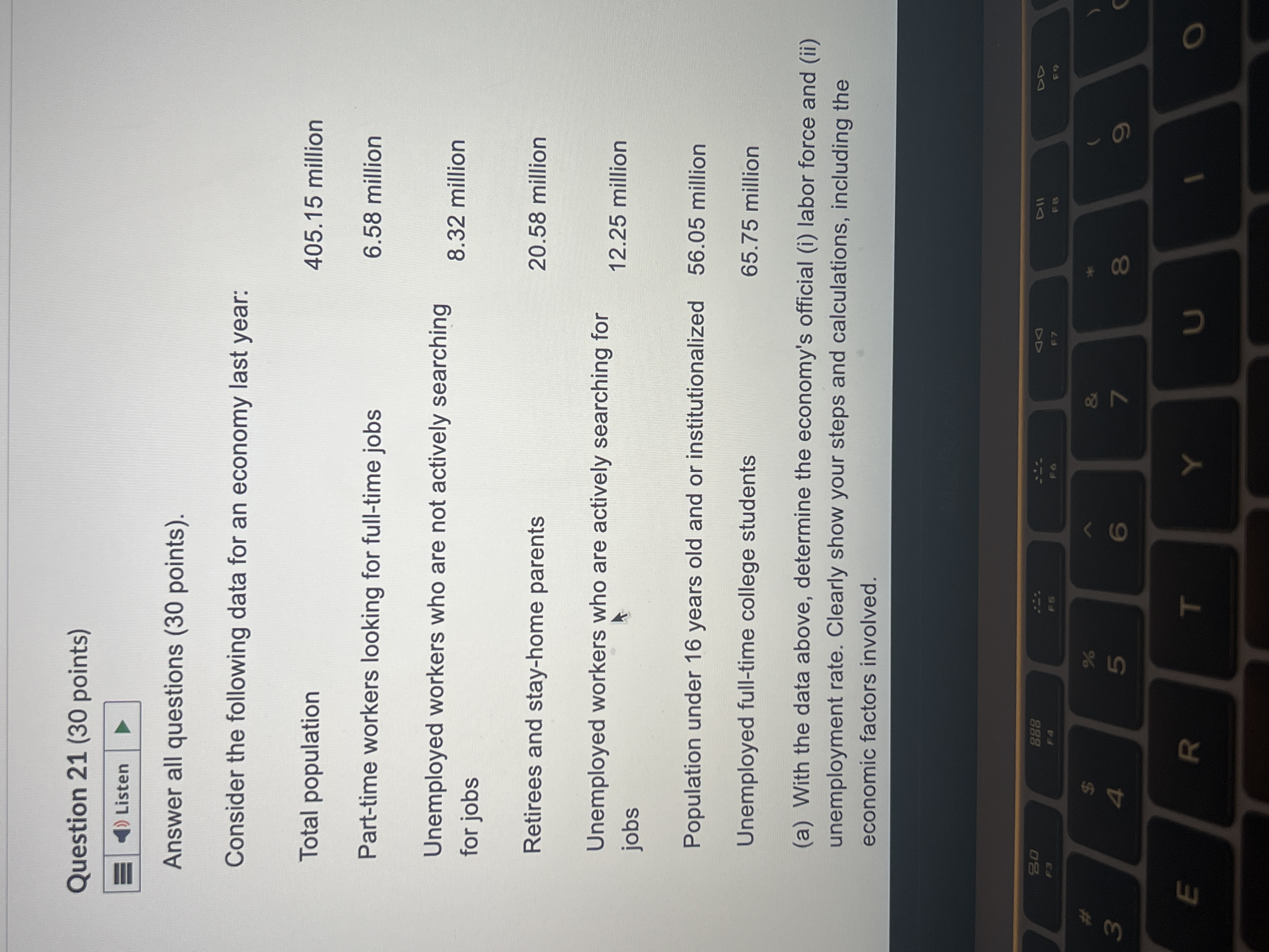 Question 2 1 ( 3 0 points ) Answer all questions