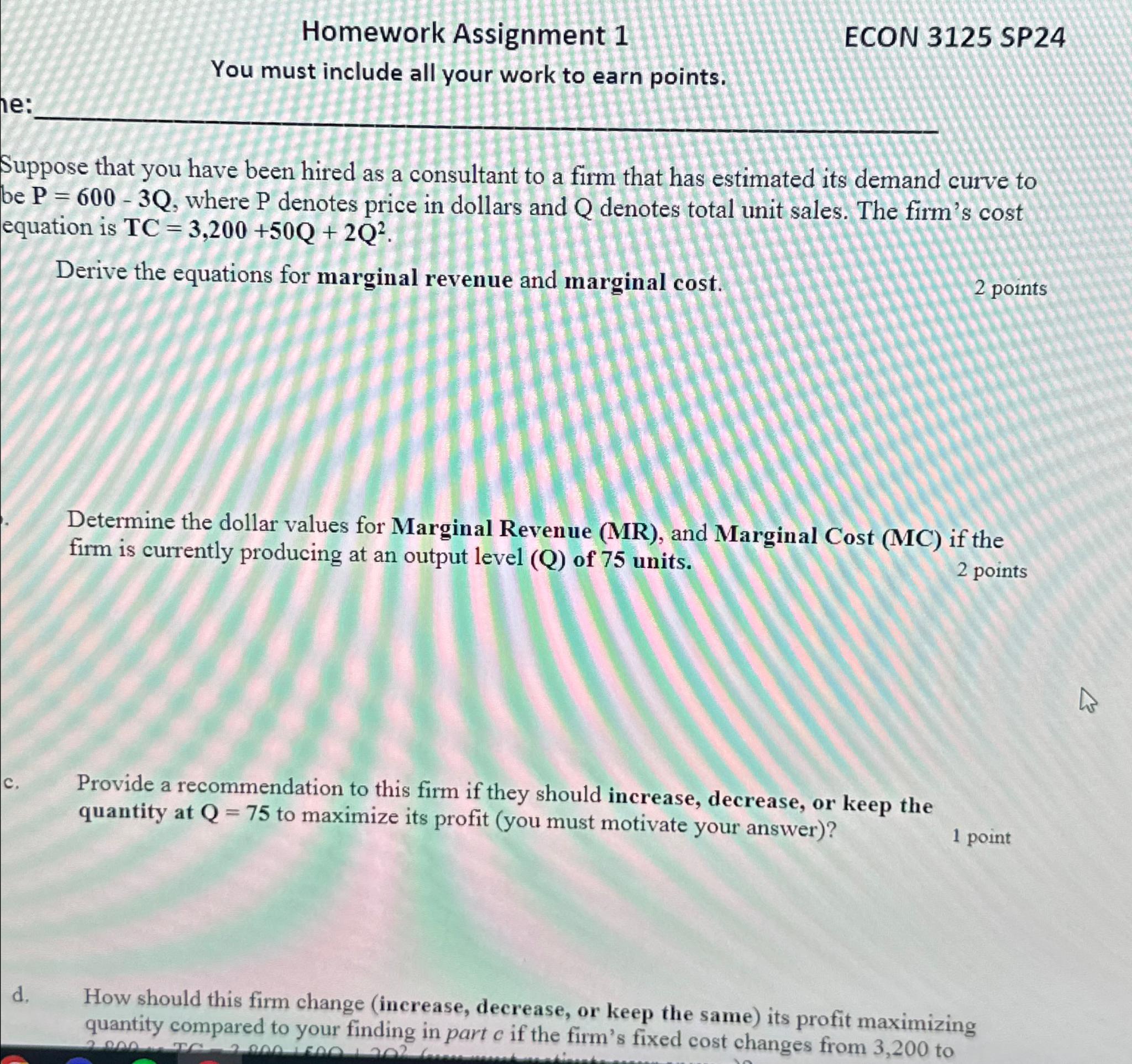 Homework Assignment 1 ECON 3 1 2 5 SP 2 4 You