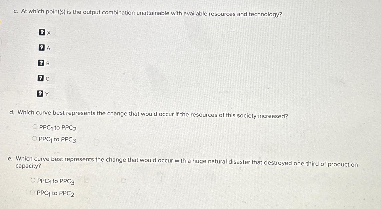 c . At which point ( s ) is the output