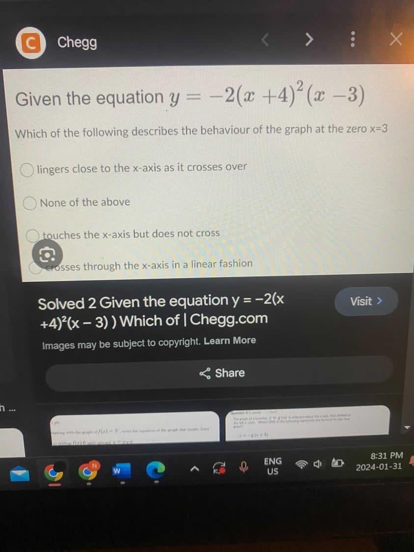 ( C ) Chegg Given the equation y = - 2 ( x + 4 )