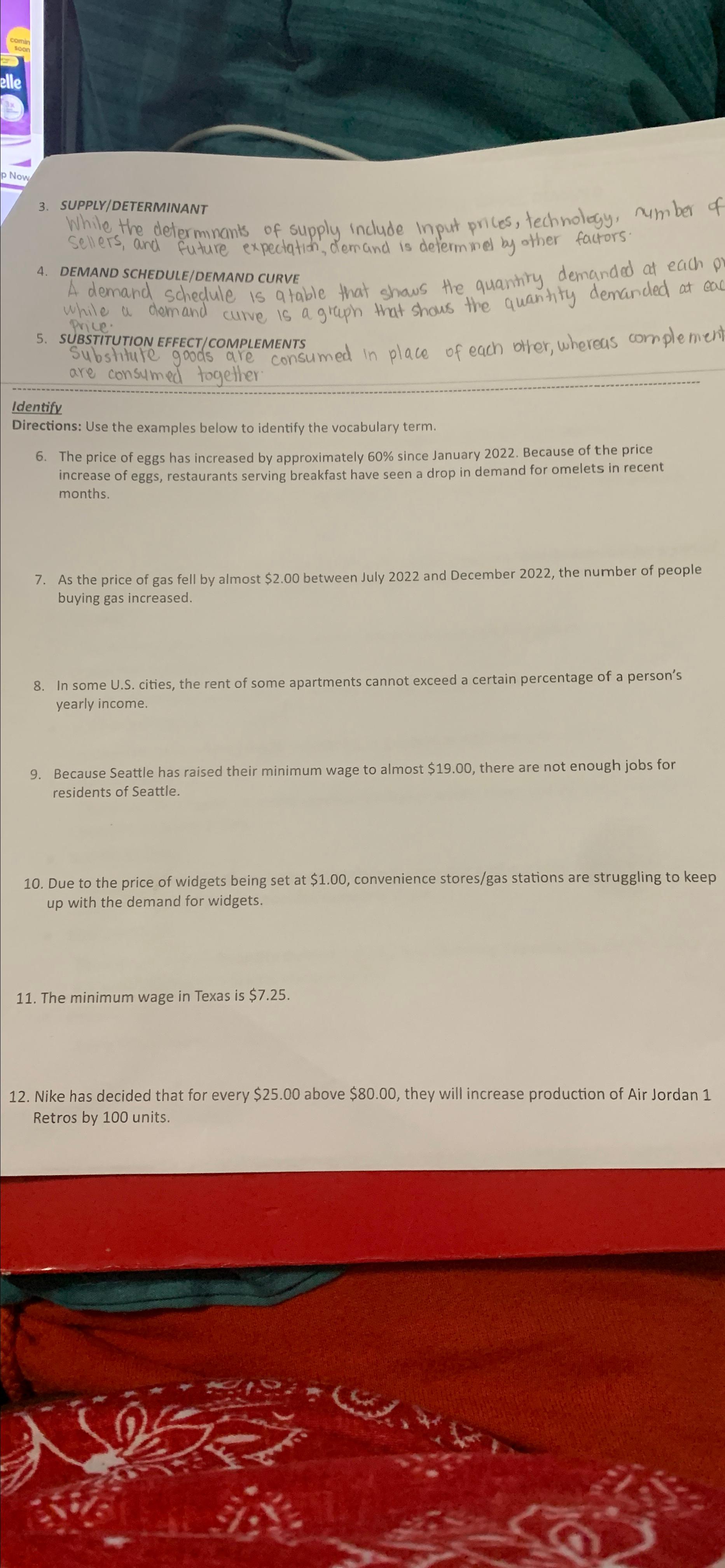 SUPPLY / DETERMINANT While the determinants of