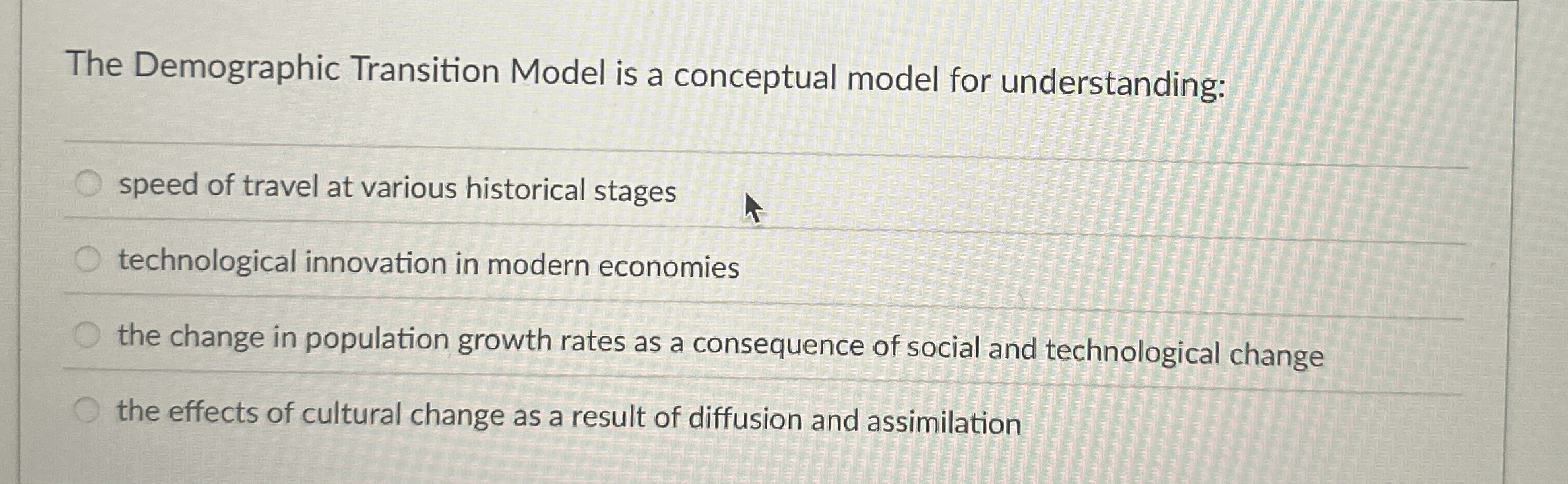 The Demographic Transition Model is a conceptual