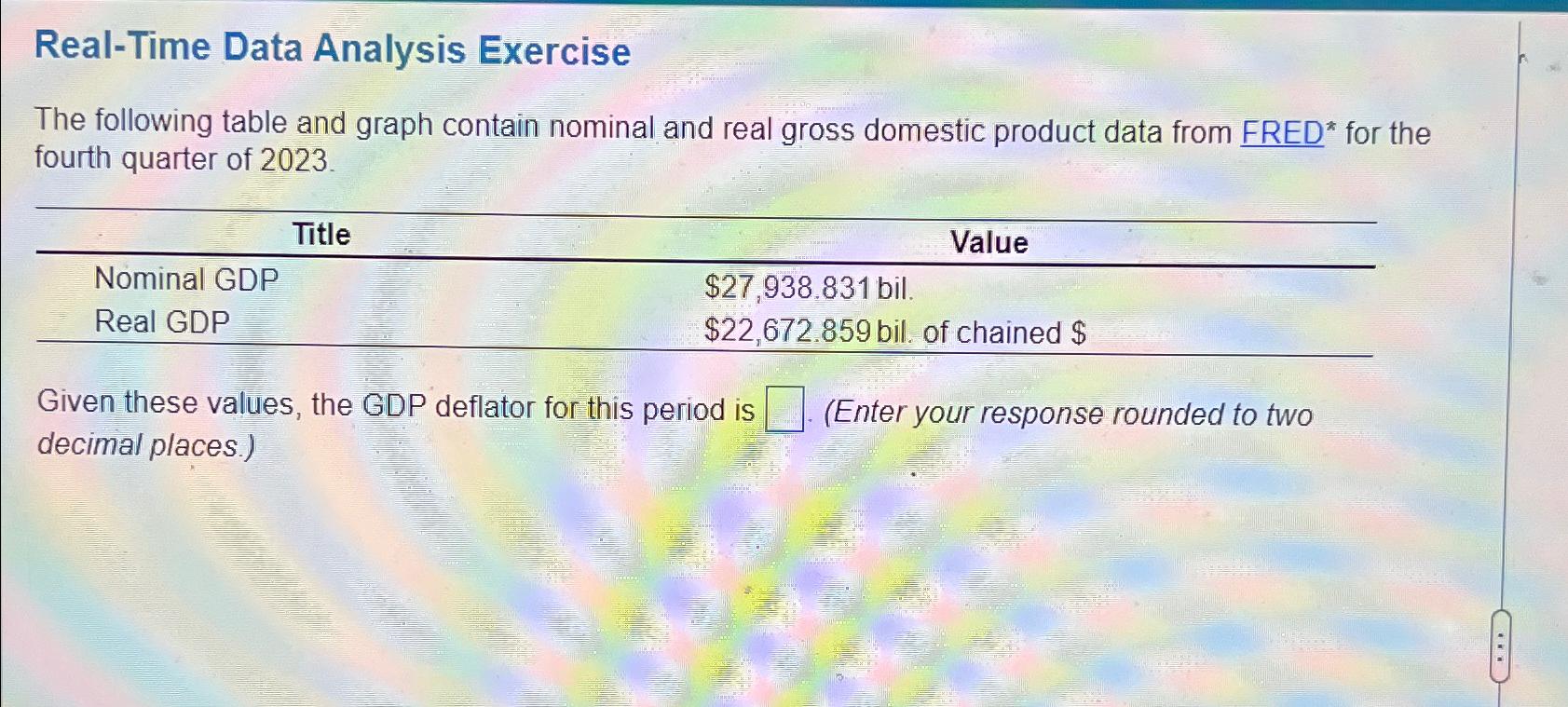 Real - Time Data Analysis Exercise The following