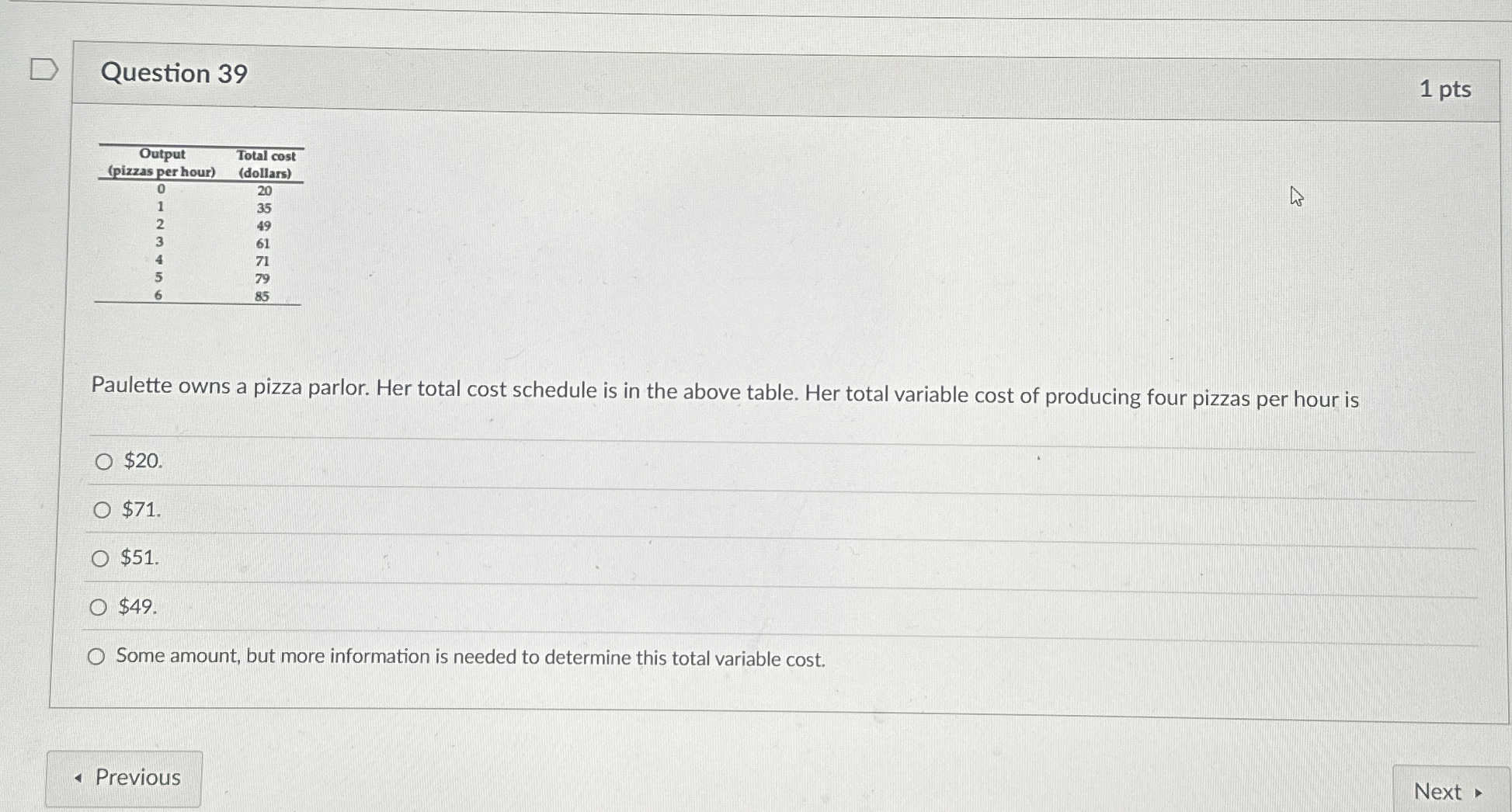 Question 3 9 1 pts \ table [ [ \ table [ [ Output