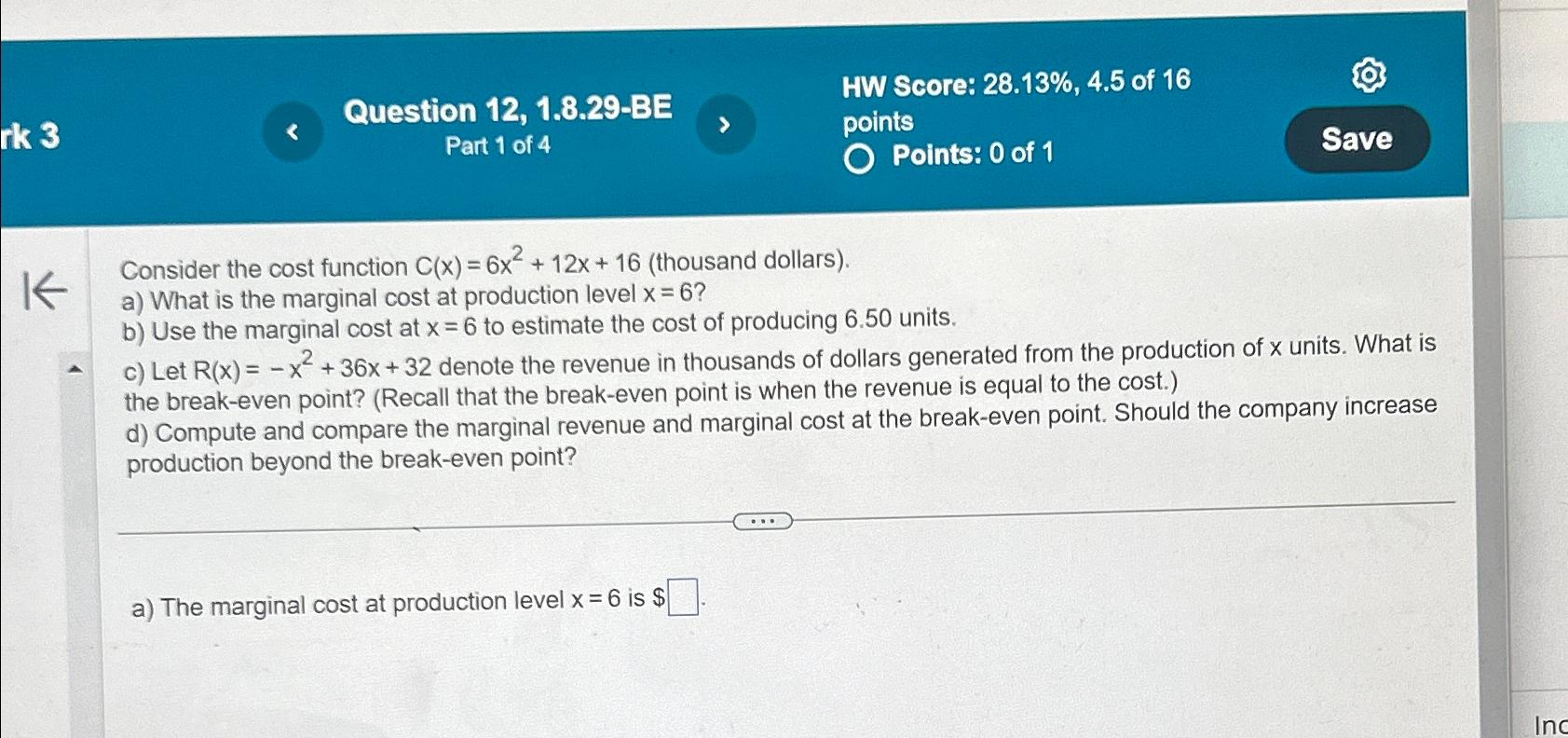 Question 1 2 , 1 . 8 . 2 9 - BE Part 1 of 4