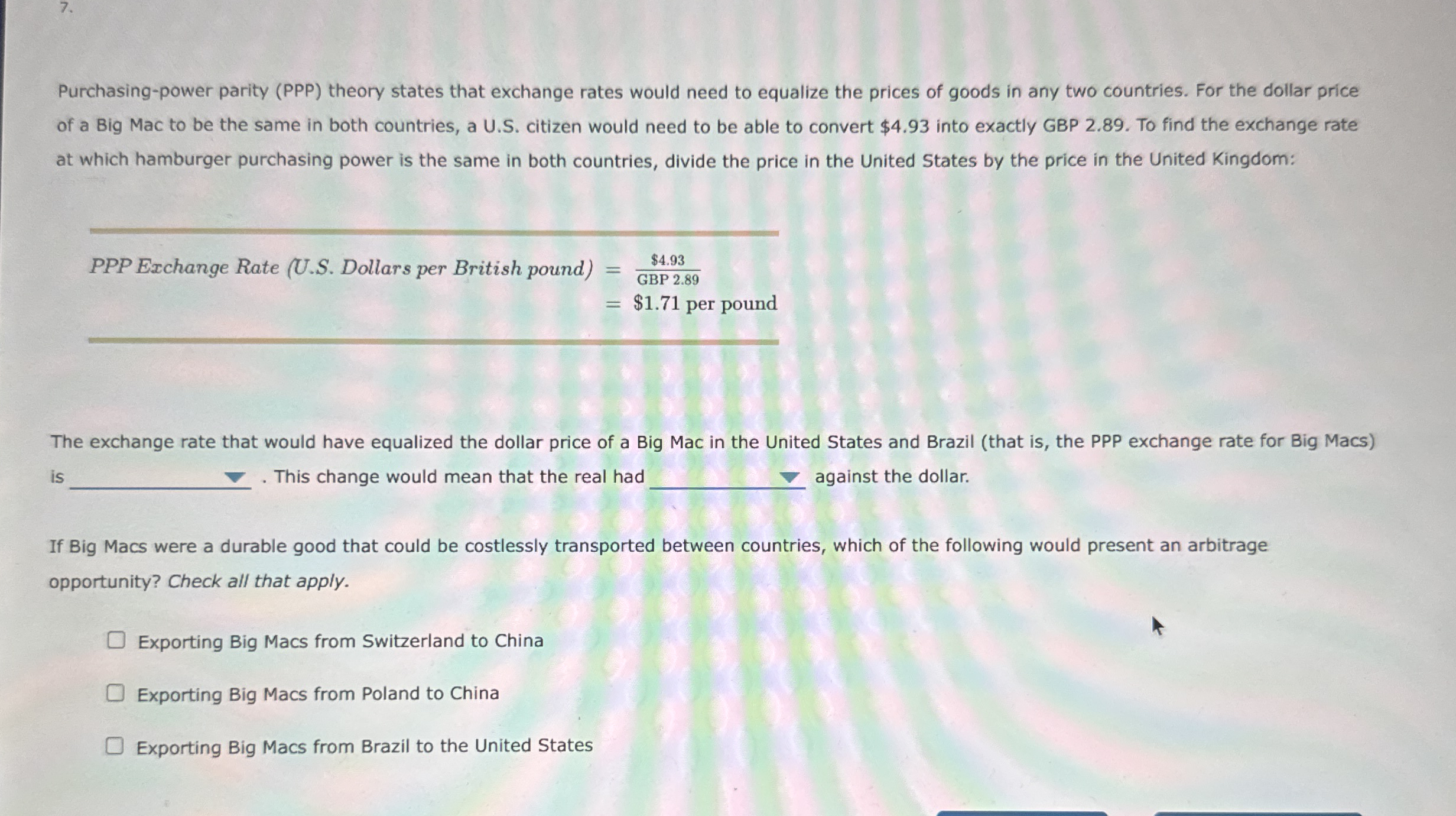 Purchasing - power parity ( PPP ) theory states