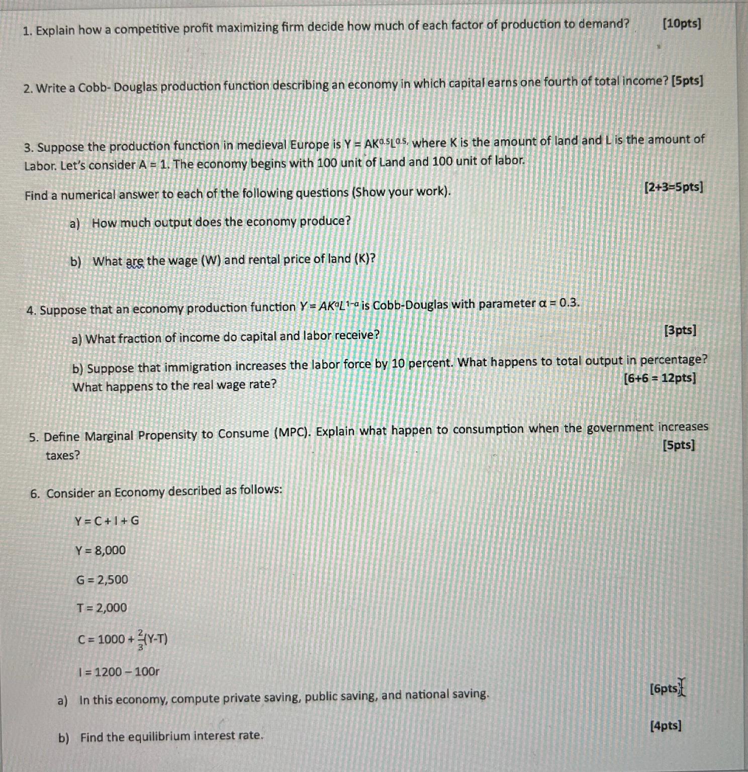 Explain how a competitive profit maximizing firm