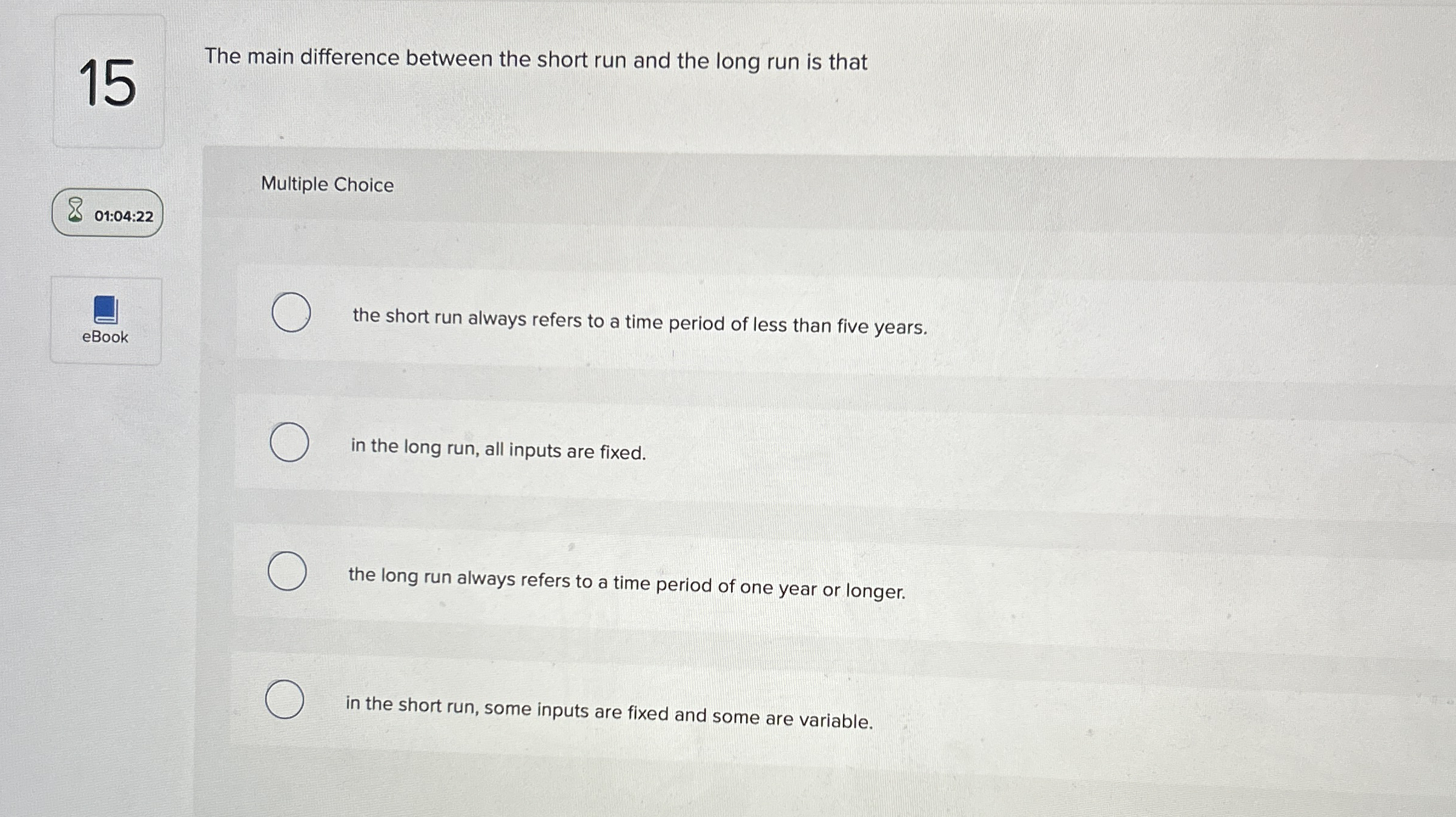 1 5 The main difference between the short run and