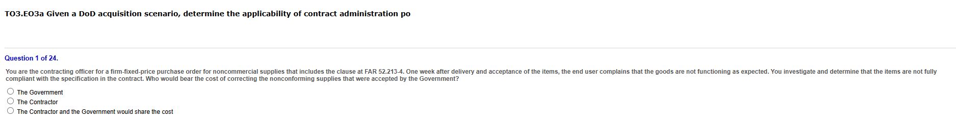 TO 3 . EO 3 a Given a DoD acquisition scenario,