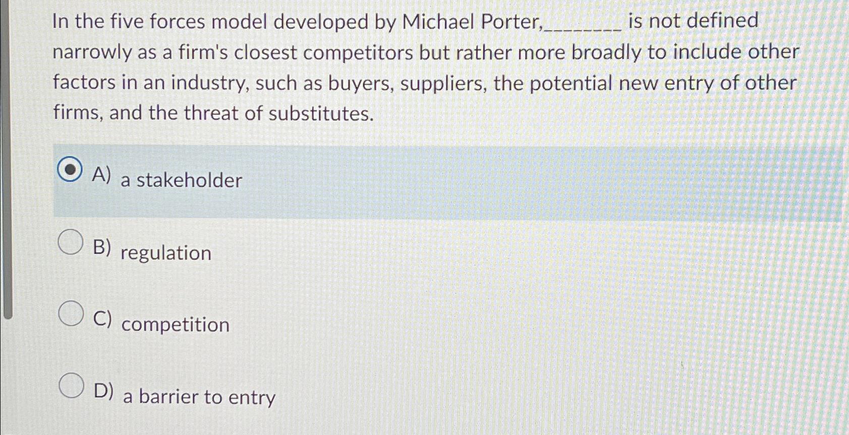 In the five forces model developed by Michael