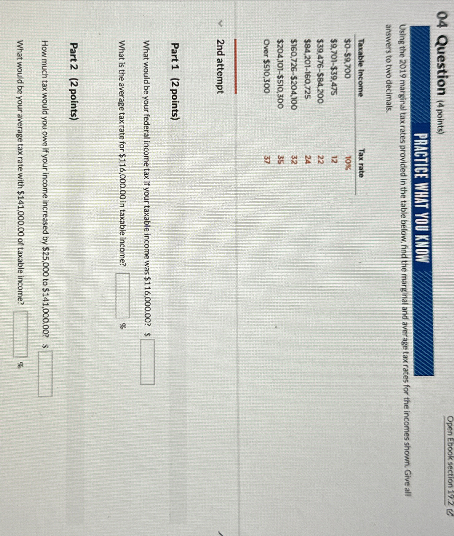 0 4 Question ( 4 points ) Open Ebook section 1 9