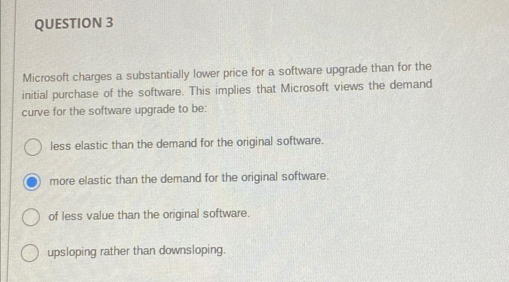 QUESTION 3 Microsoft charges a substantially