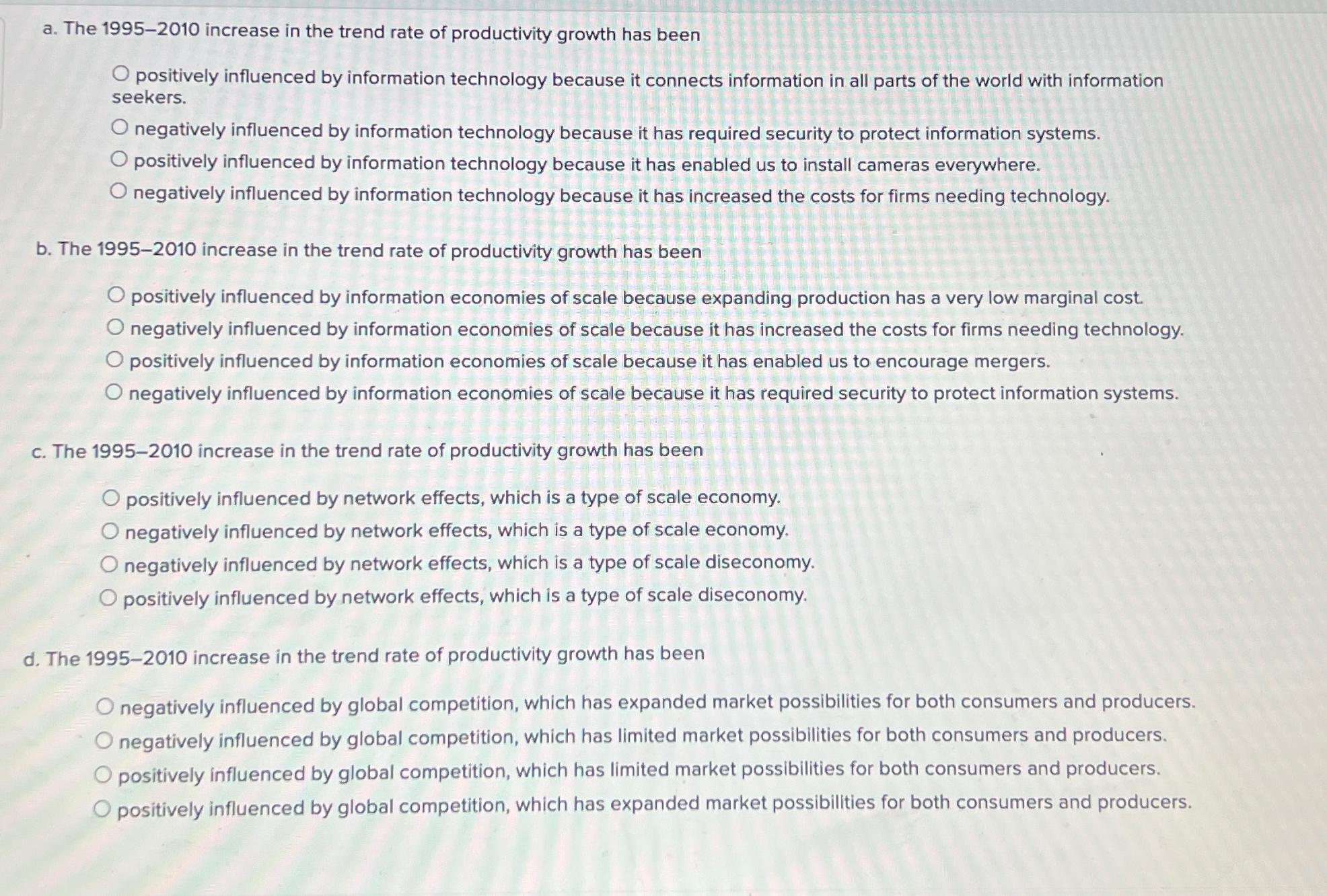 a . The 1 9 9 5 - 2 0 1 0 increase in the trend