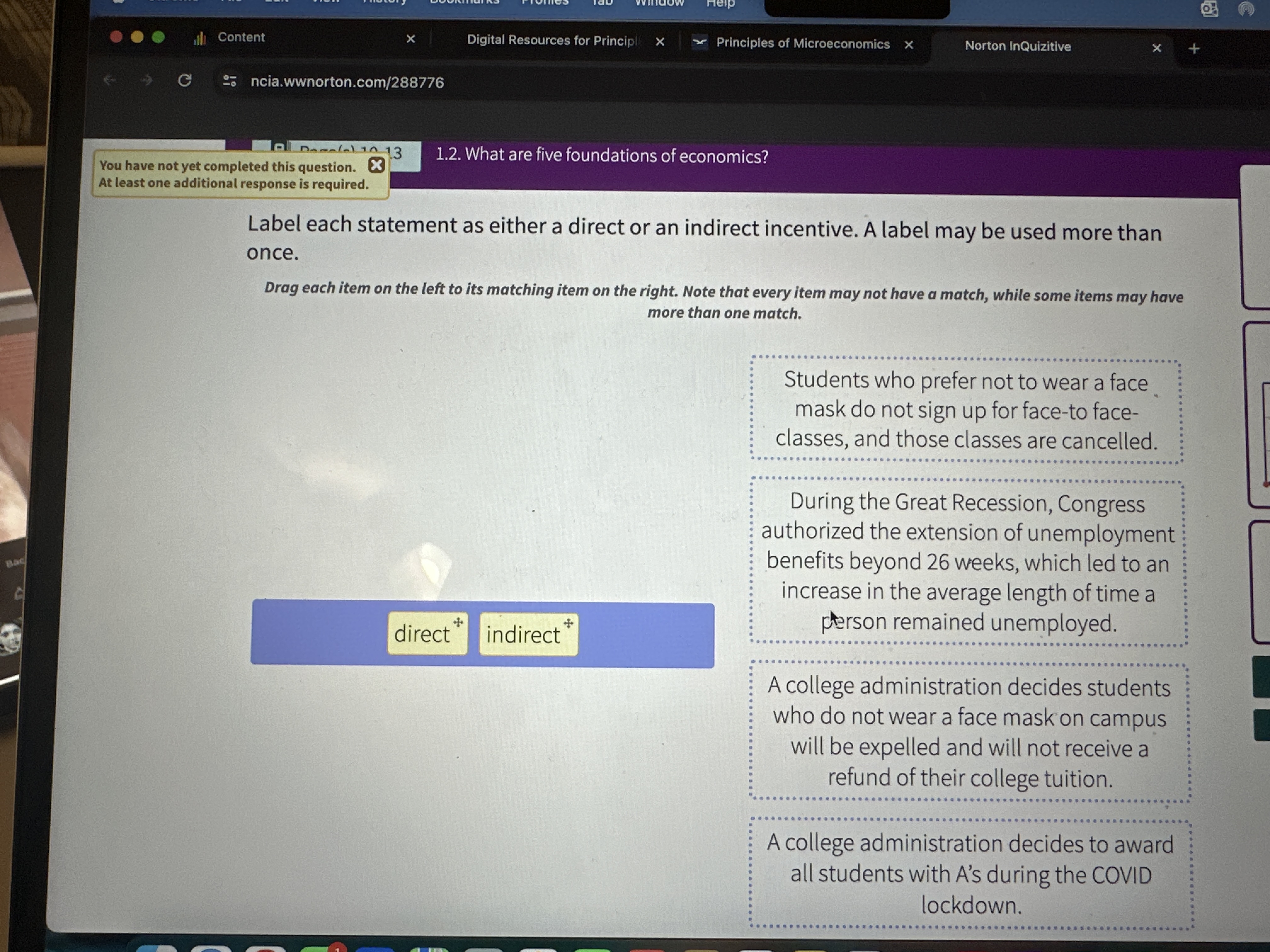 At least one additional response is required.