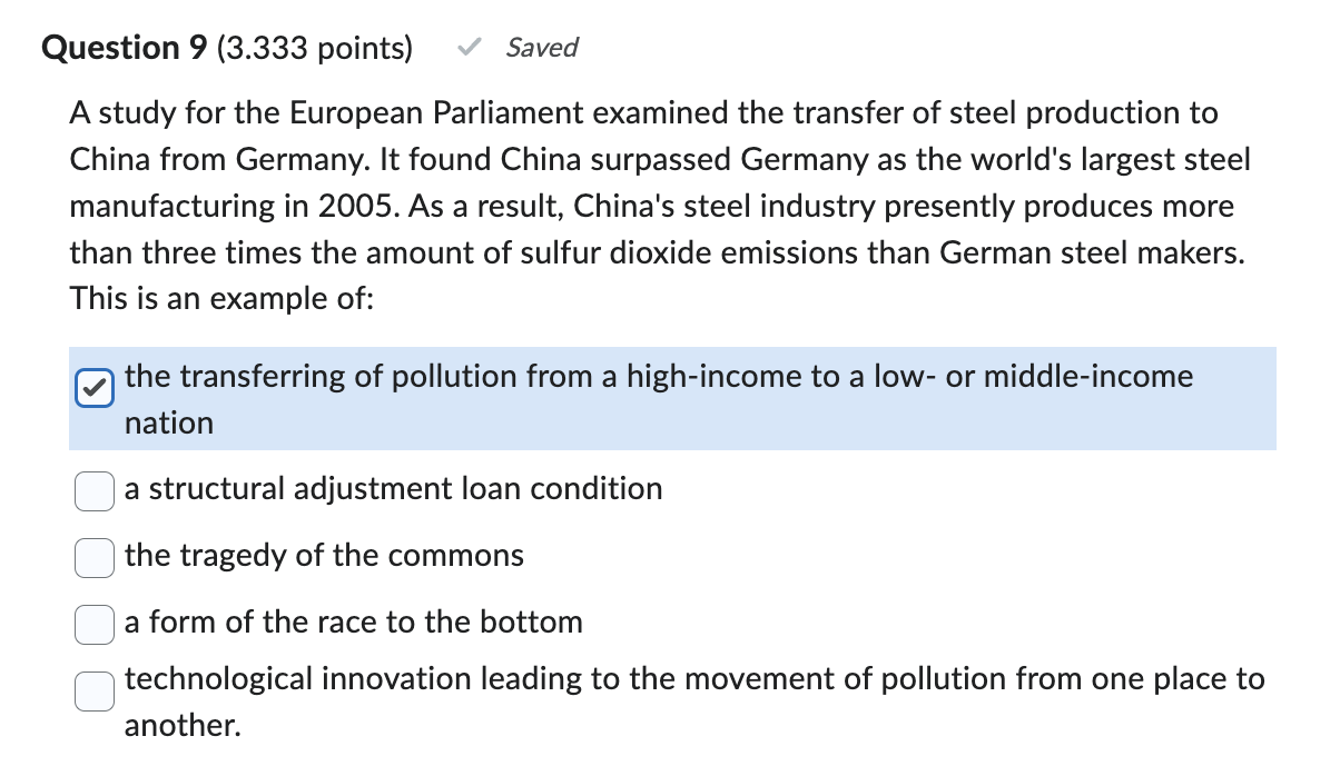 Question 9 ( 3 . 3 3 3 points ) A study for the
