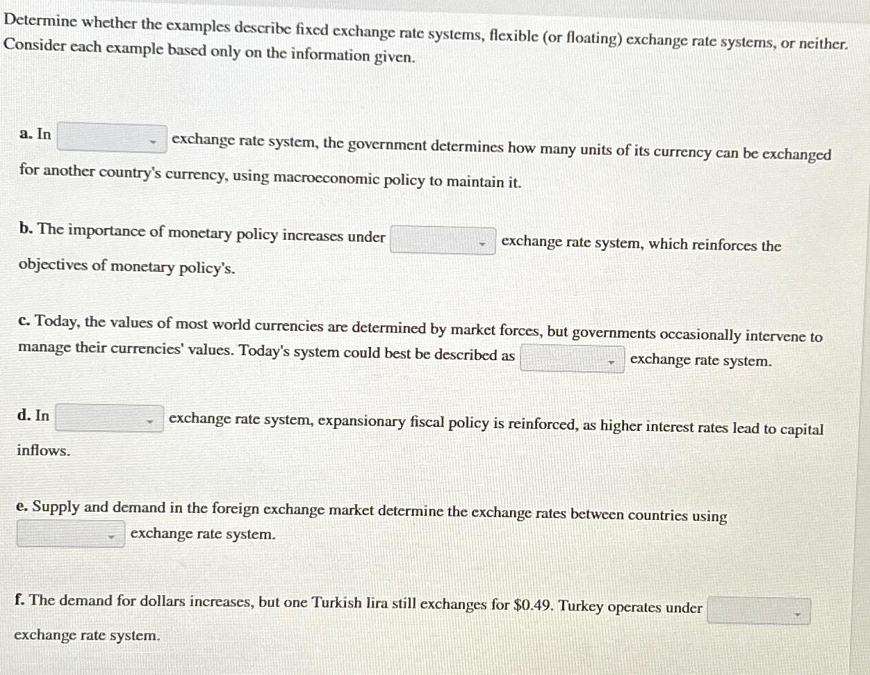 Determine whether the examples describe fixed