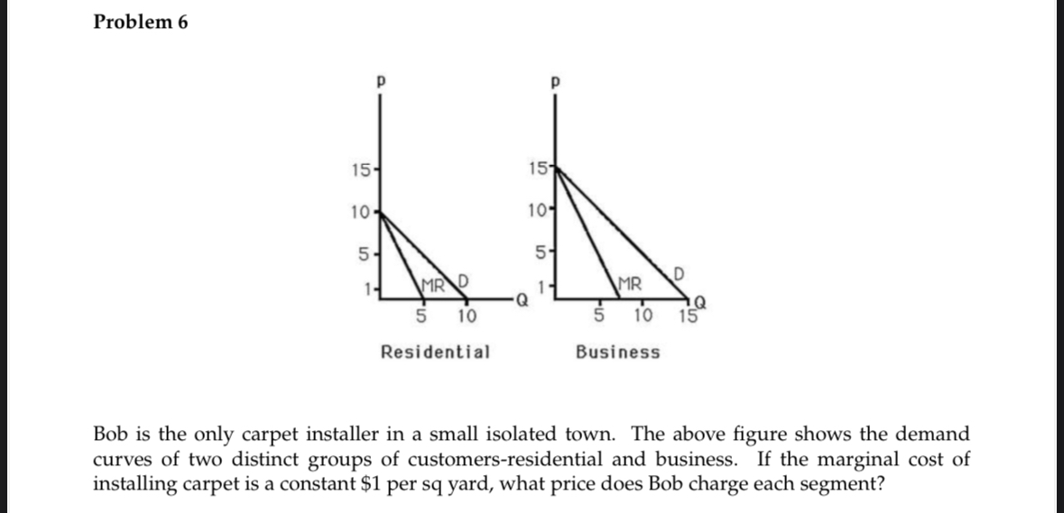 Problem 6 Bob is the only carpet installer in a