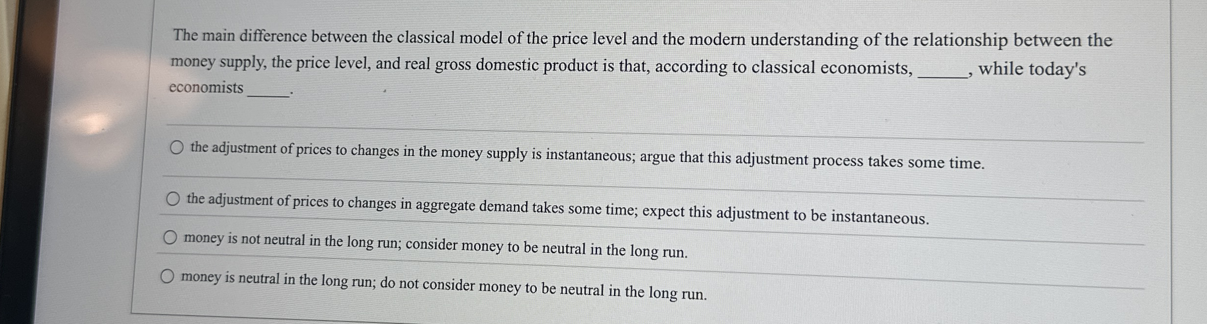 The main difference between the classical model