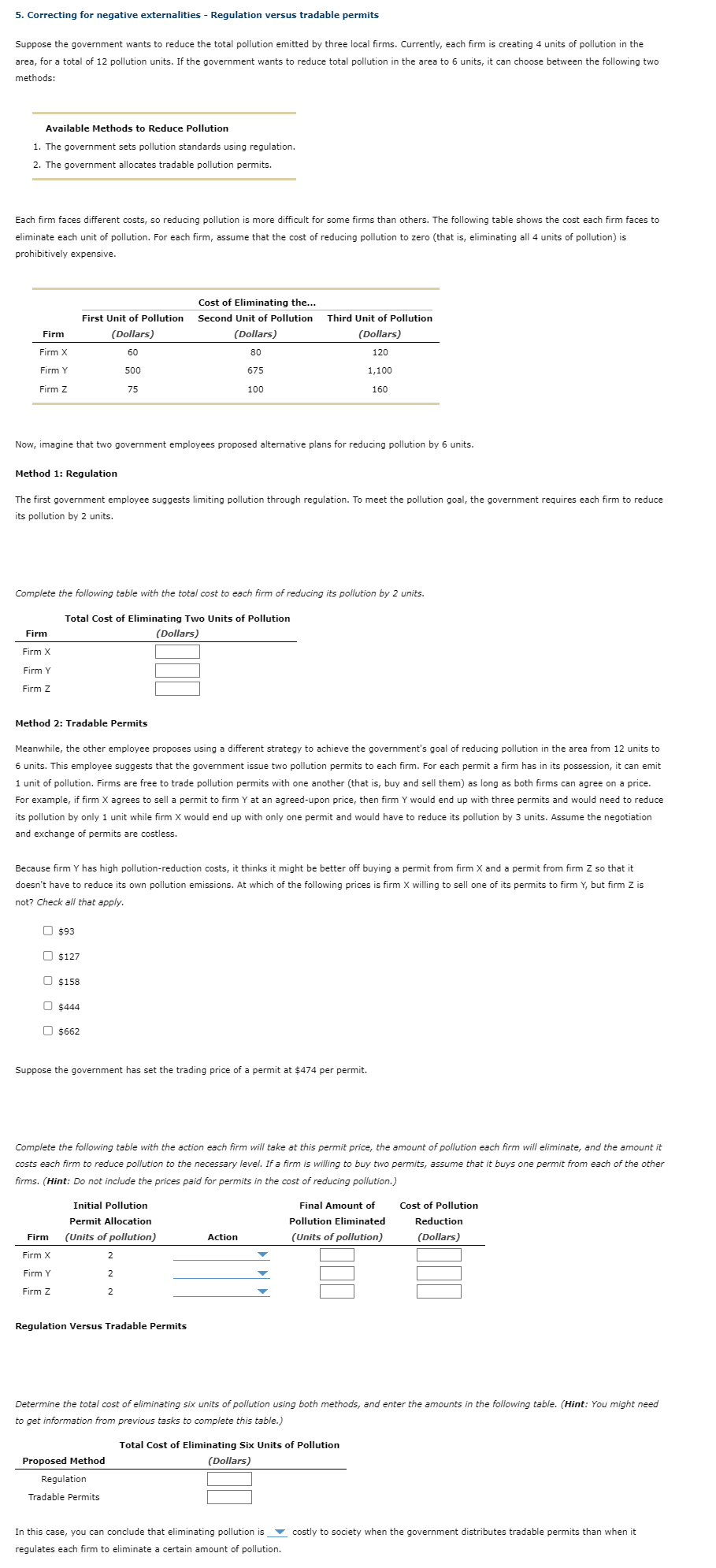 5 . Correcting for negative externalities -