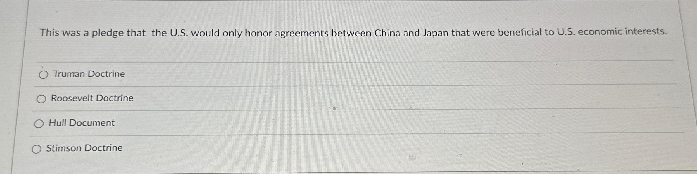 This was a pledge that the U . S . would only