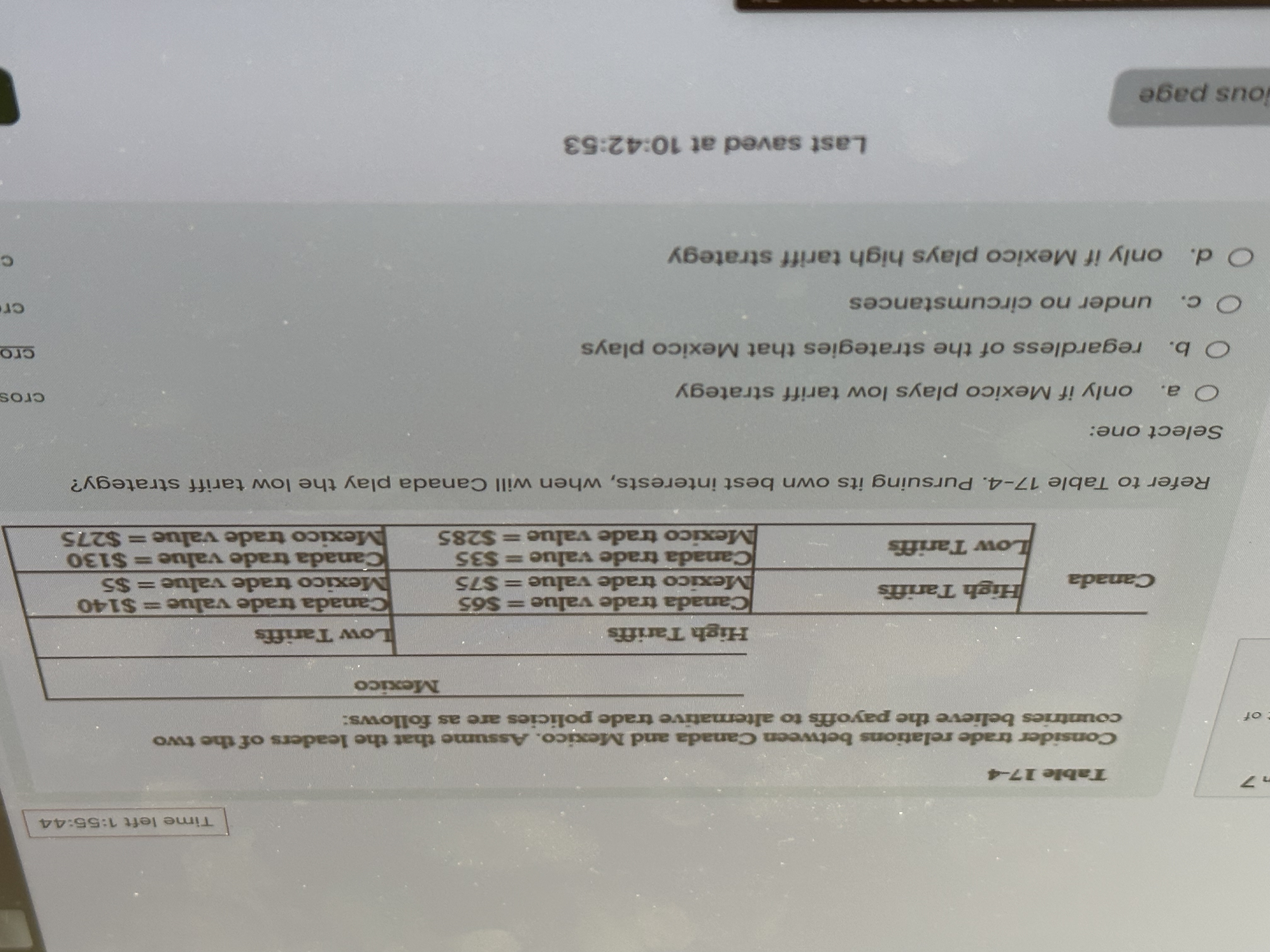 Time left 1 : 5 5 : 4 4 Table 1 7 - 4 Consider