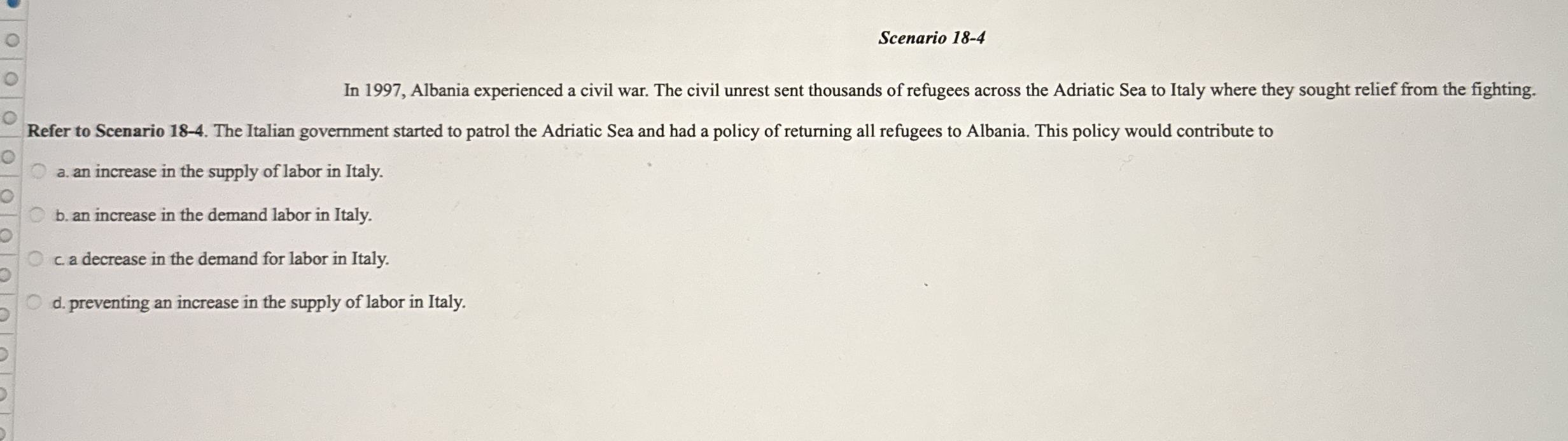 Scenario 1 8 - 4 In 1 9 9 7 , Albania experienced