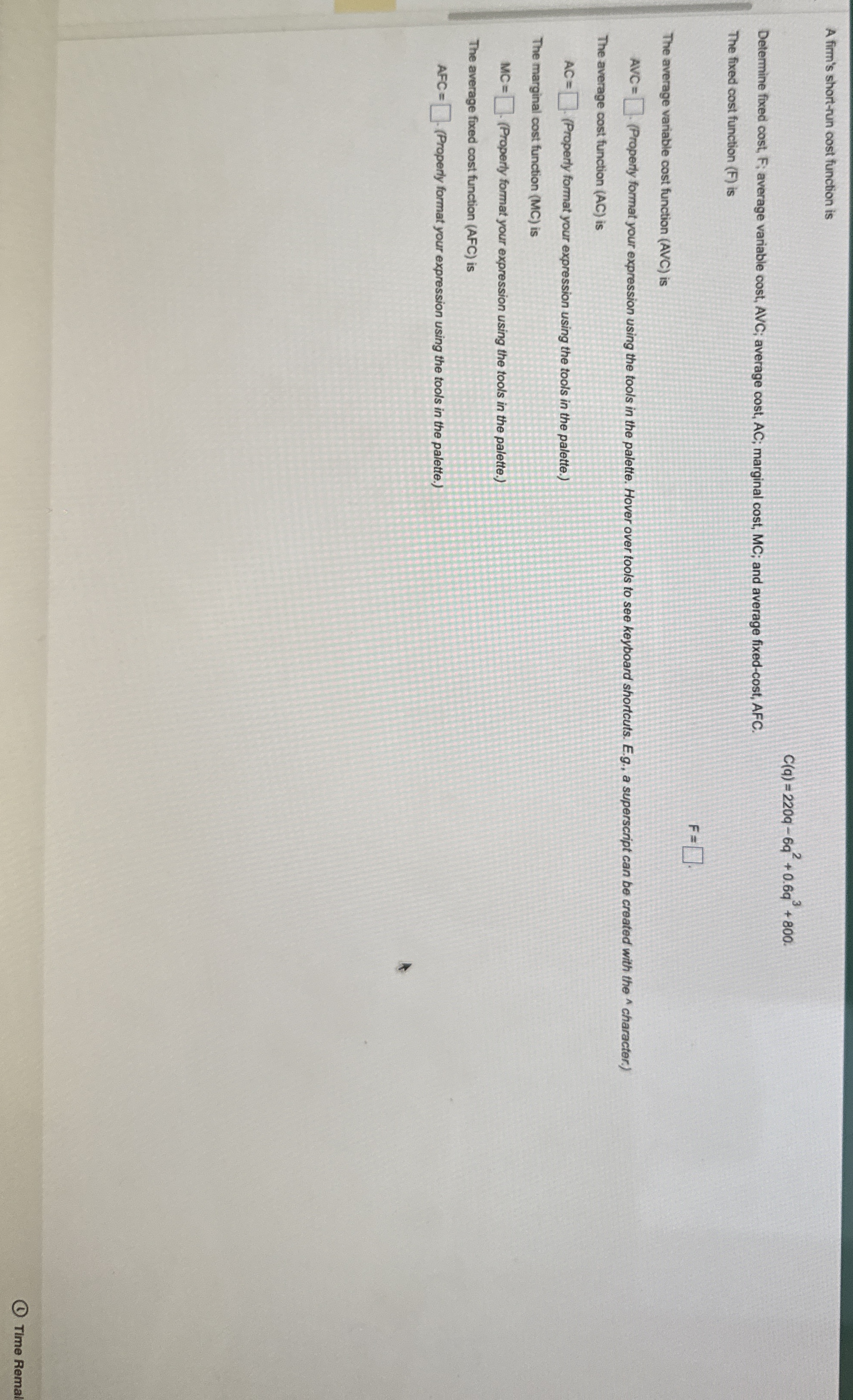 A firm's short - run cost function is C ( q ) = 2