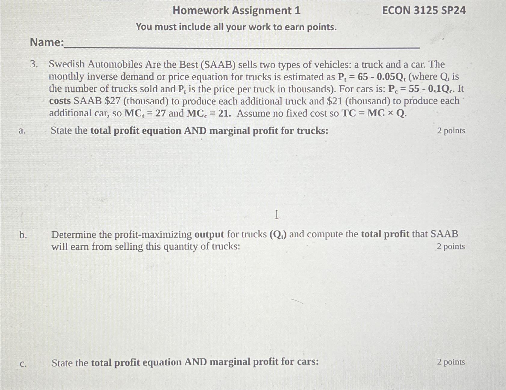 Homework Assignment 1 ECON 3 1 2 5 SP 2 4 You