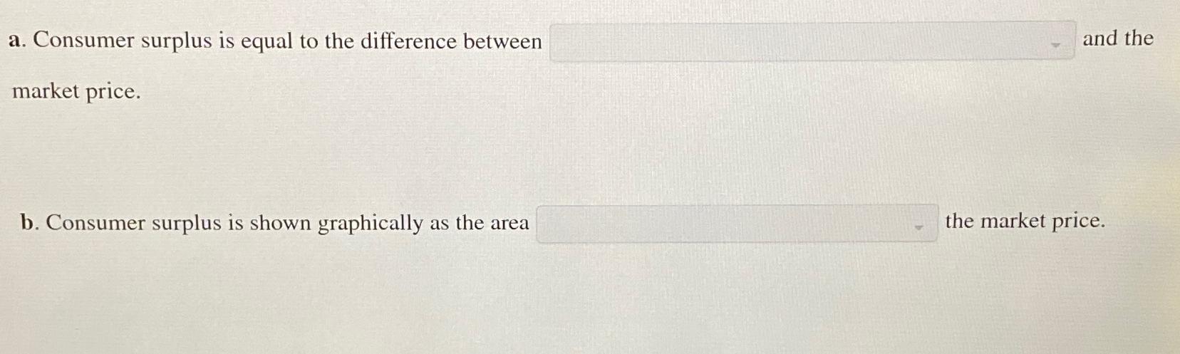 a . Consumer surplus is equal to the difference