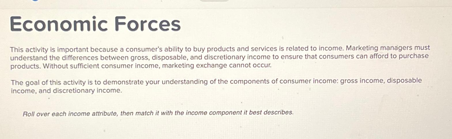 Economic Forces This activity is important