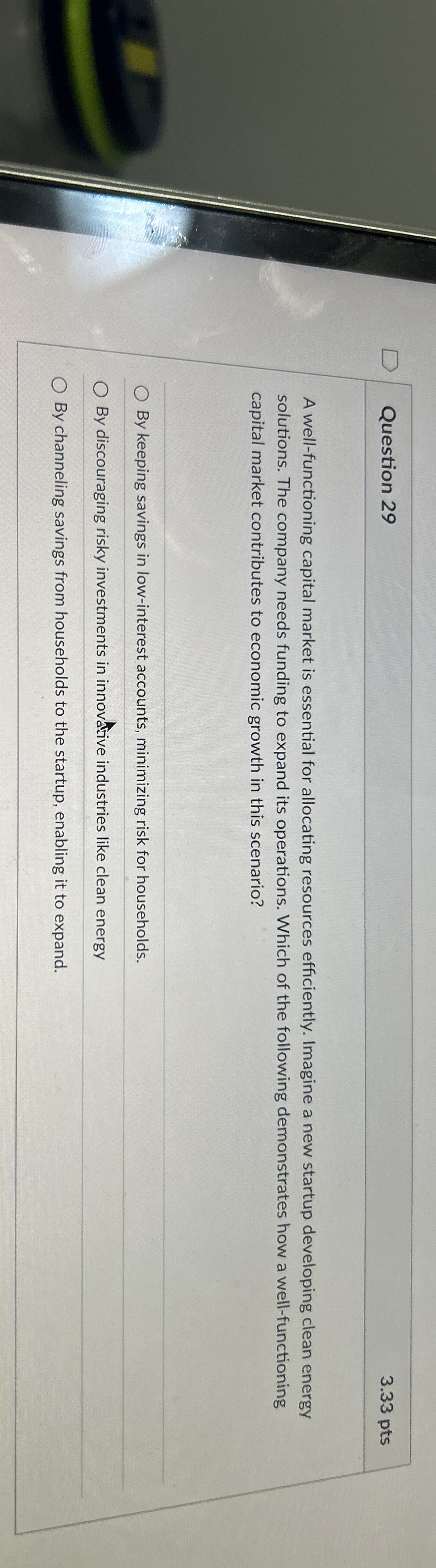 Question 2 9 3 . 3 3 pts A well - functioning