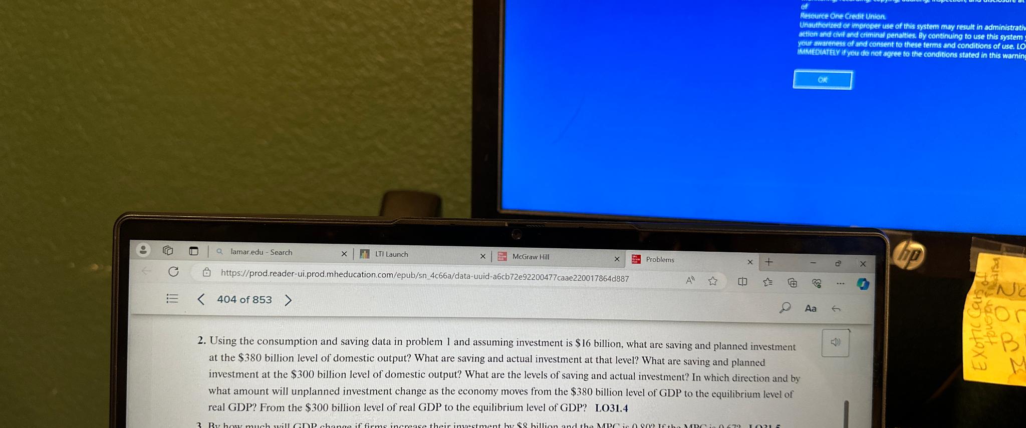 Using the consumption and saving data in problem