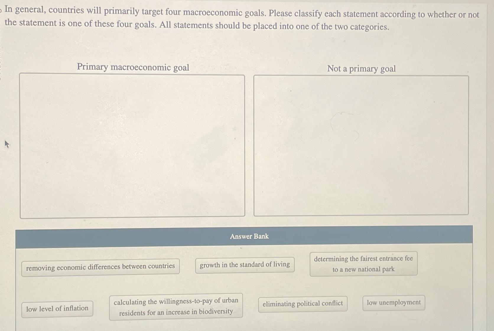 In general, countries will primarily target four