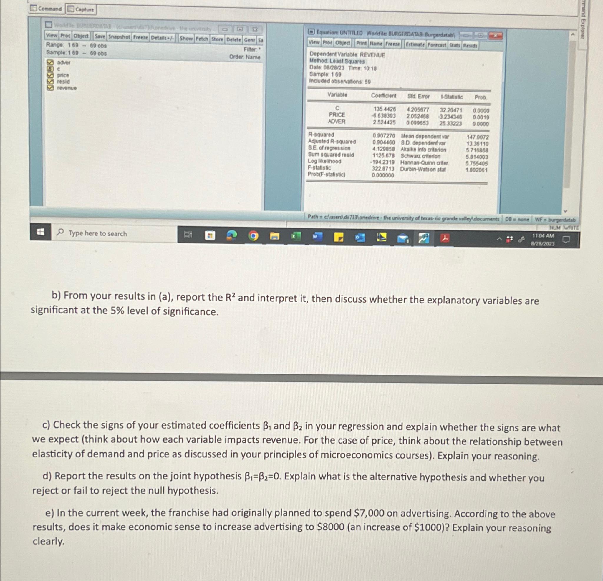Gcommand C Capture b ) From your results in ( a )