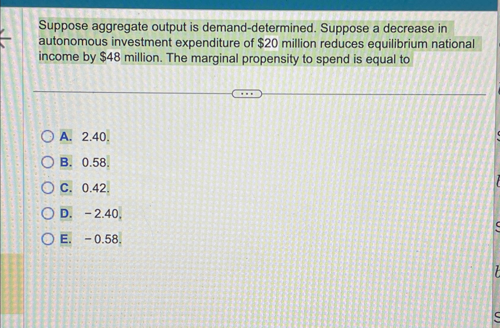 Suppose aggregate output is demand - determined.